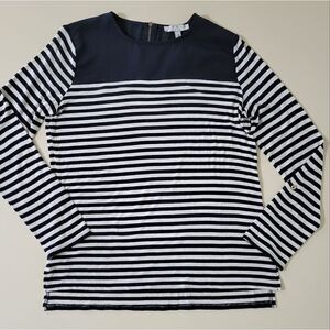 Chaus Women's Navy Stripe Zipper Back Long Sleeve Top
